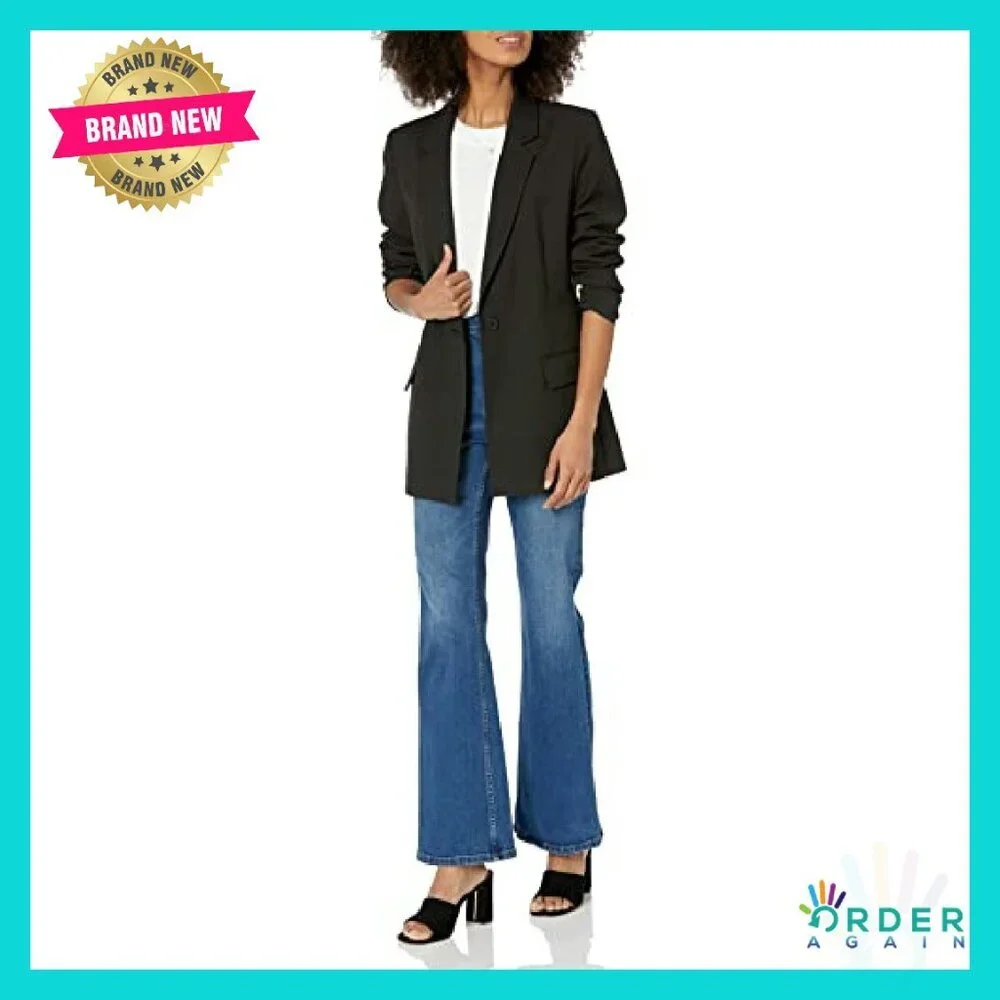 Long Blazer Power Suiting Notched Collar Elegant Minimal Chic Workwear - Picture 4 of 6